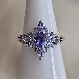 Tanzanite Platinum Over Sterling Silver Ring
